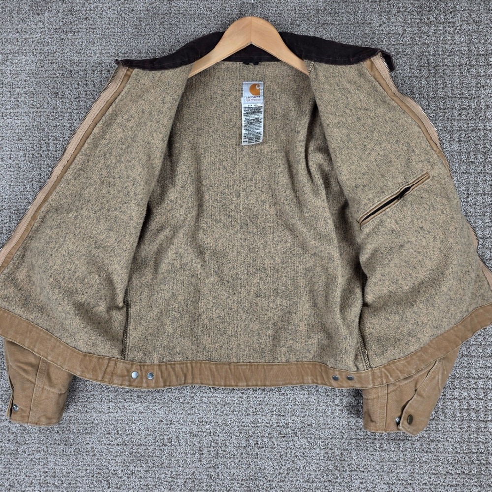 Carhartt WJ097‎ CML Detroit Jacket Camel Tan Blanket Lined Canvas Womens Medium - Picture 5 of 9